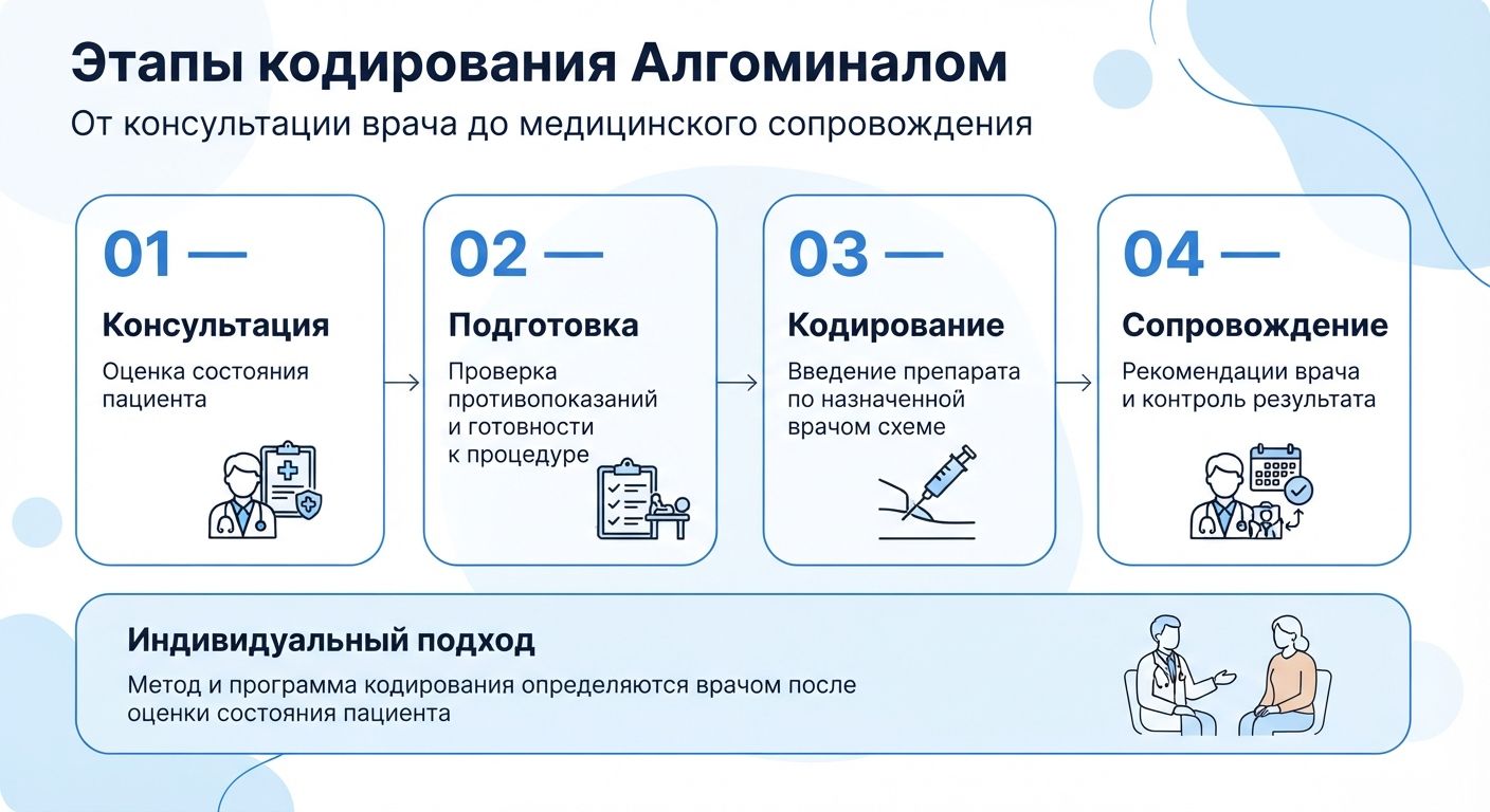 Кодирование препаратом «Алгоминал» в Киржаче инфографика